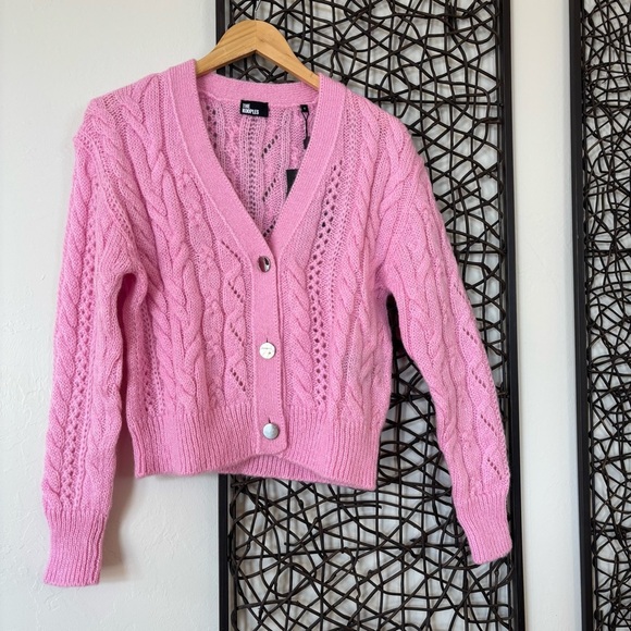 THE KOOPLES Pink cable-knit wool-blend cardigan - Picture 9 of 10
